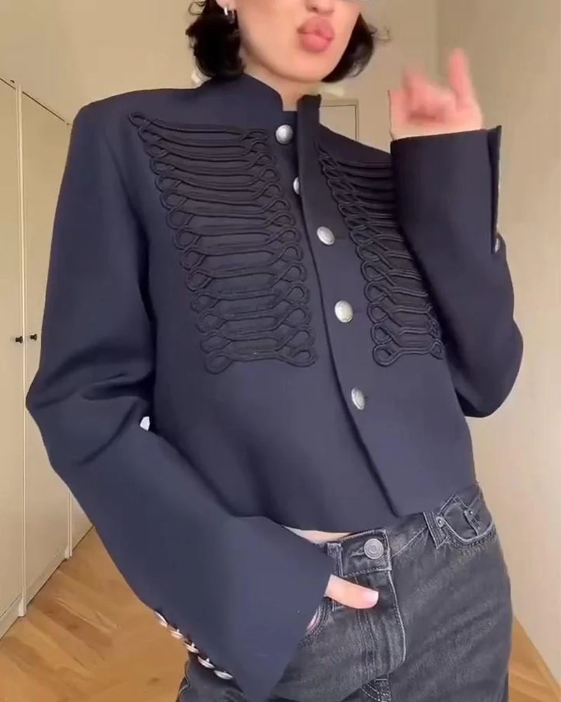 Women's Jacket 2026 New Spring Autumn Long Sleeve Button Single-Breasted Short Jacket Personality Fashion Female Outerwear
