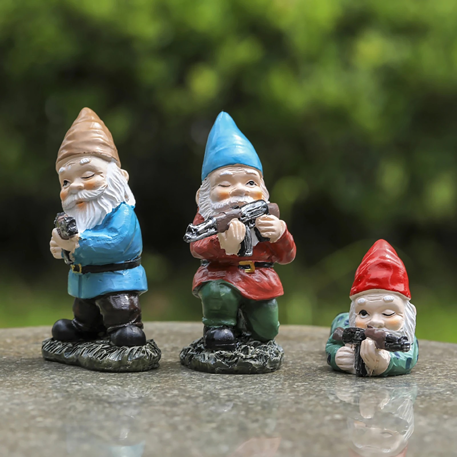 

3pcs/set Fairy Garden Drunk Gnomes Miniature Ornaments Set Resin Gnome Sculpture for Planter Flowerpot Garden Decor Statue