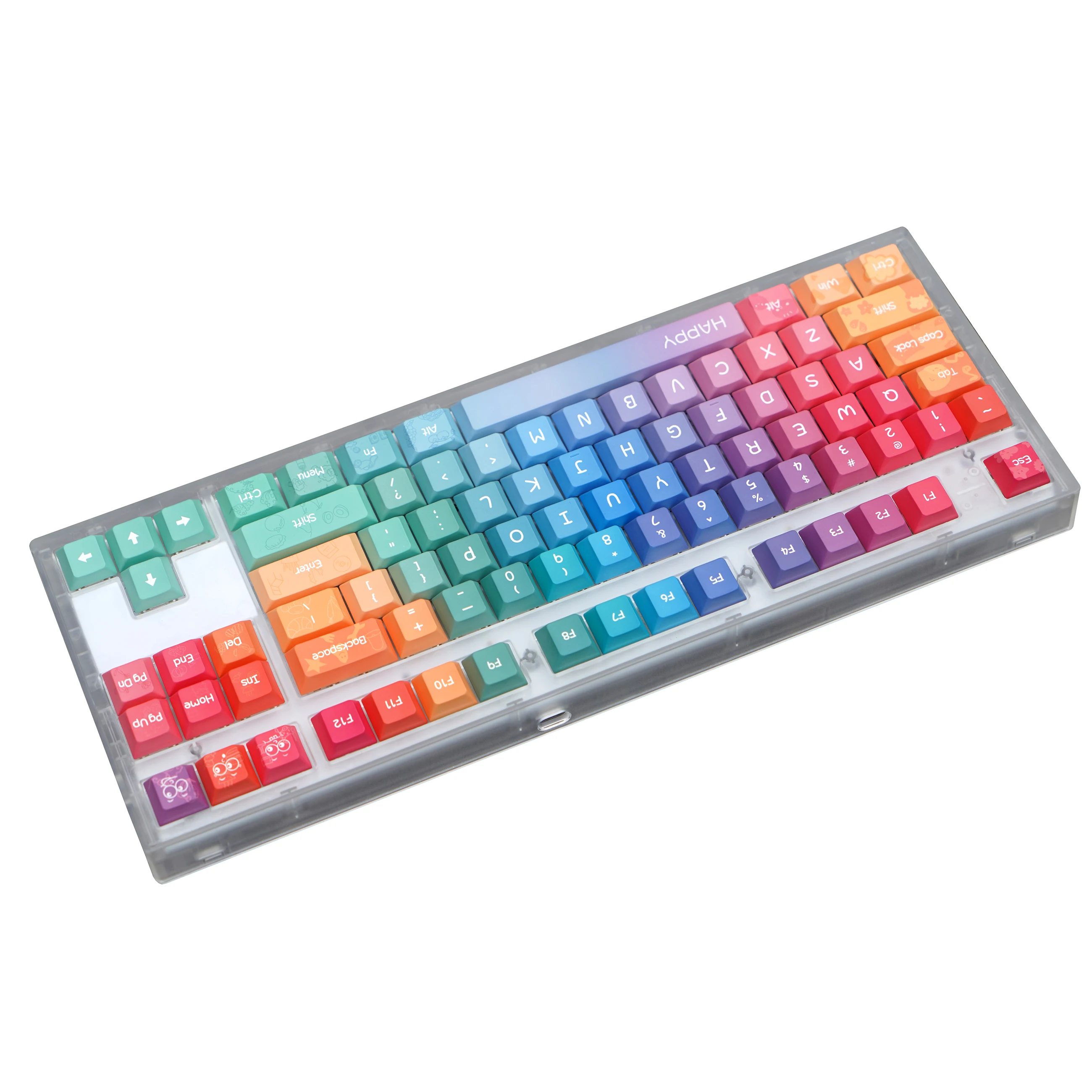 Arco-íris Keycap Set para Interruptores MX, Sublimação de Dye PBT, Gradiente Colorido, Perfil Cereja, Keycaps Lightproof, 143 Chaves