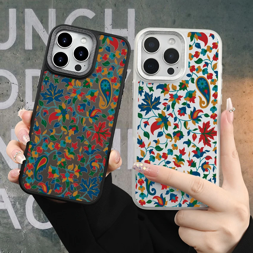 페인팅 꽃무늬 아이폰 16 15 14 13 Pro 12 11 Max Plus 16Pro TPU 베젤 폰 케이스, 도금 하드 15Pro 커버