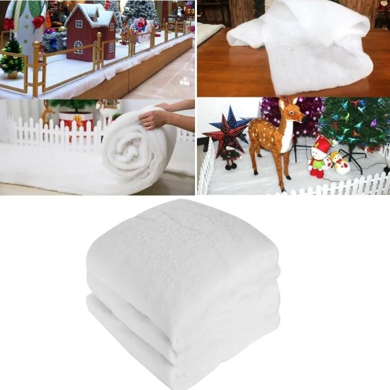 Artificial Christmas Snow Roll White Snow Mat Snow Blanket Soft Cotton Prop for Tree Xmas Village Backdrop Tree Decorations Mat