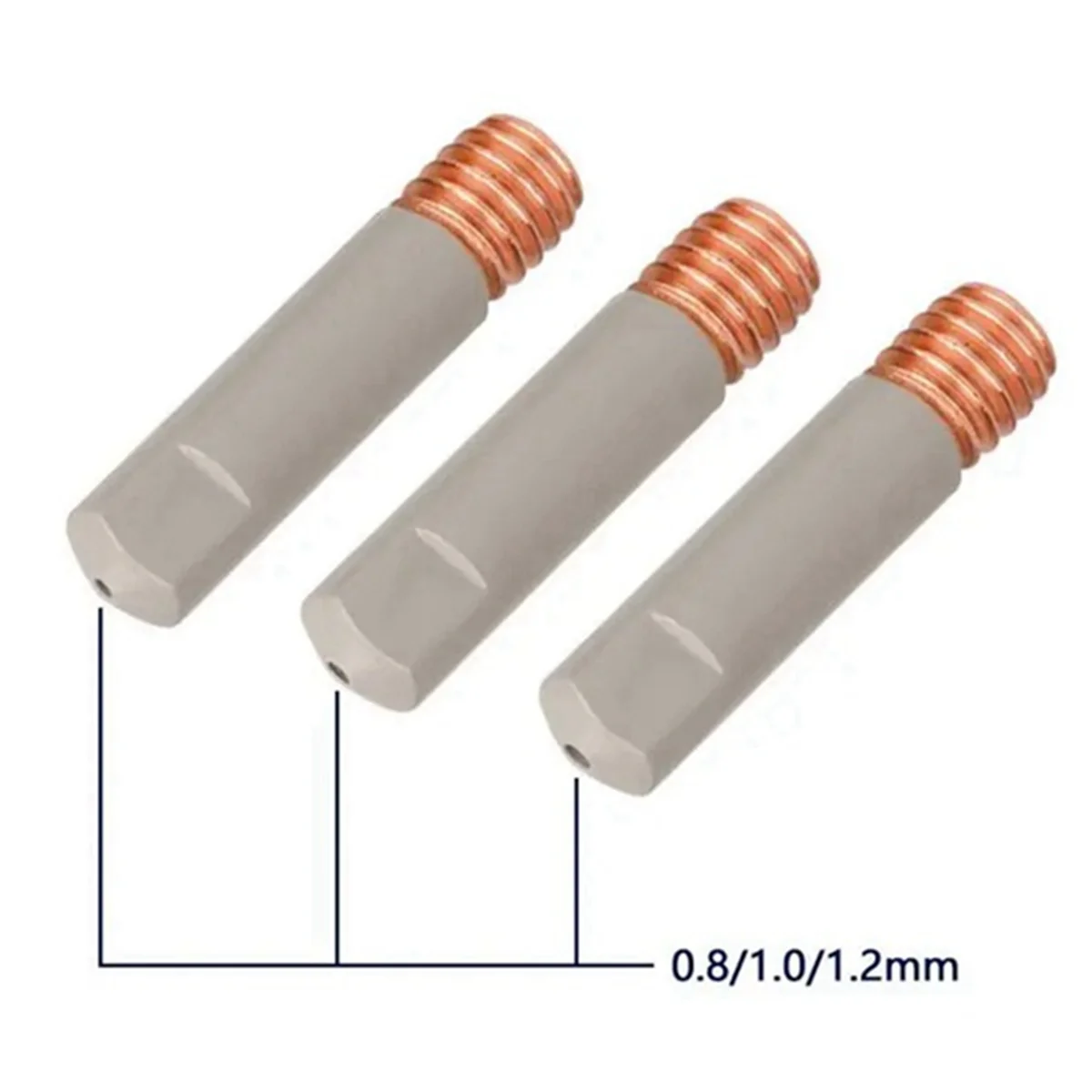 10 buah ujung nozel Las MB15AK, bagian alat las MIG 1.0mm ujung nozel Gas M6 melindungi lapisan