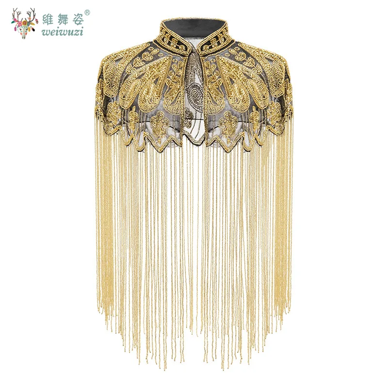 خمر نمط موضوع الراقية قاعة الرقص فساتين السهرة اكسسوارات شرابة شال اليدوية حبة التطريز شرابة فستان شال #1