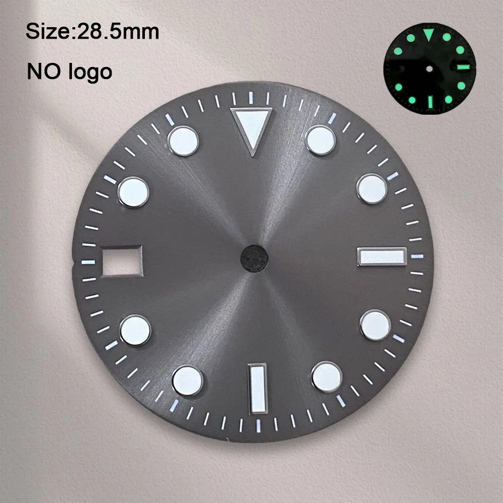 28.5 mm No Logo Blank Dial For NH35 Movement Custom Logo Green Luminous Watch Dials Hands Watch Repair Tools