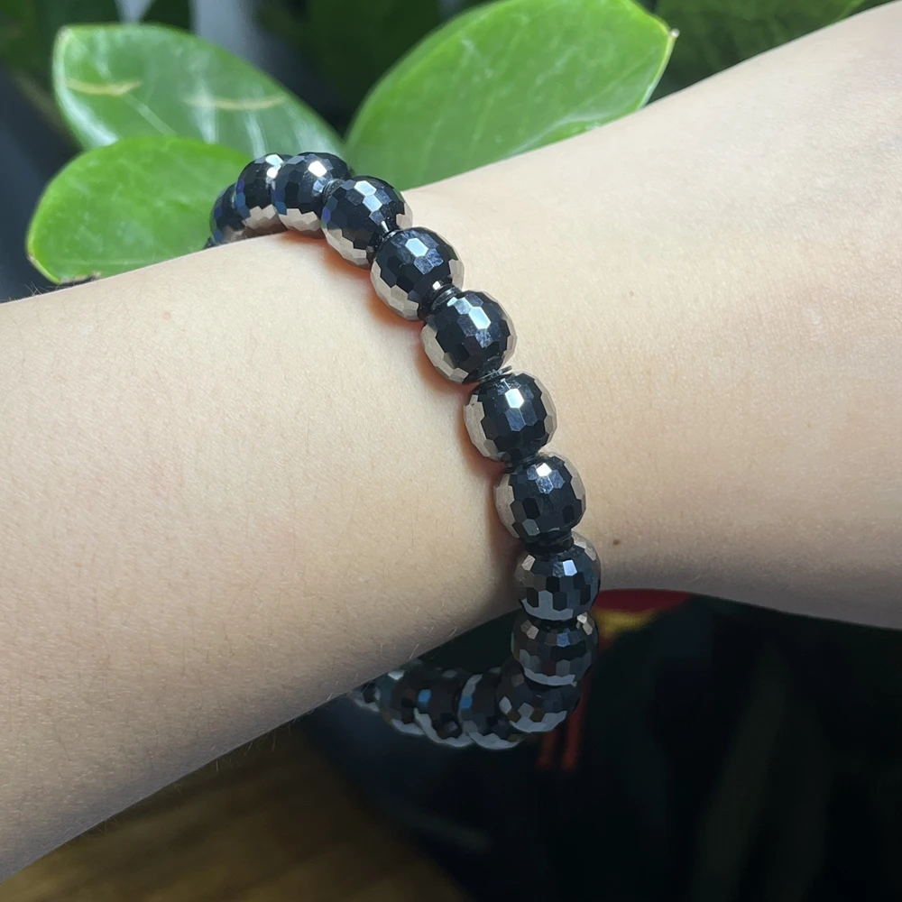 8mm 10mm Black Faceted Moissanite Bracelet Pass Diamond Tester High Quality Fine Jewelry Bangle