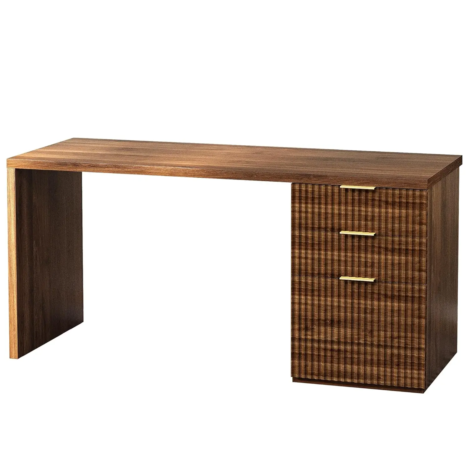 

55-дюймовый офисный стол руководителя с ящиками для хранения, из рифленого дерева, компьютерный стол для дома, кабинета, спальни, цвет орех, на заказ