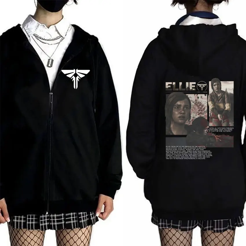 Hot Sale The Last of Us Ellie Zipper Hoodie Pedro Pascal Graphic Hoodies Men Women Clothing Retro Oversized Zip Up Jacket Coat