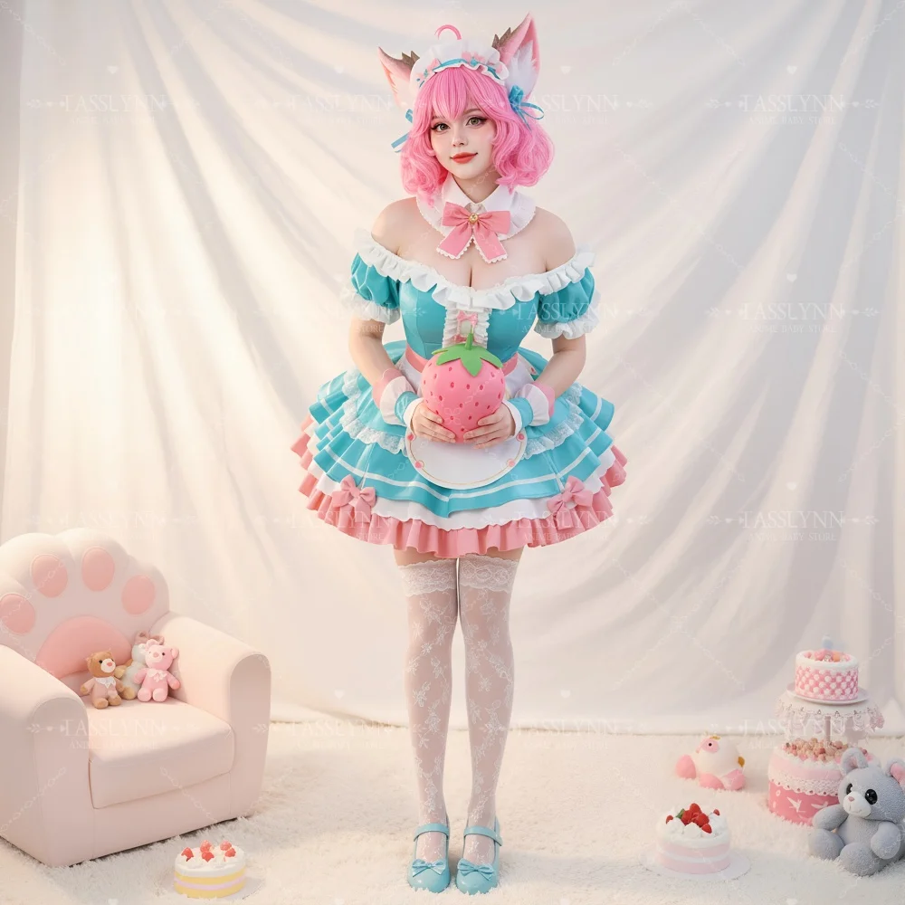 

Honor of Kings Daji Maid Cosplay Dress - Cat Ear Neko Maid Outfit with Apron Sweet Lolita Maid Dress Daji Cosplay Outfit