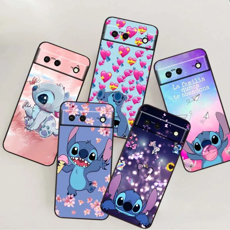 

Disney Lilo Stitch Cute Cover For Google Pixel 10 9a 9 8A 8 7 7A 6 6A Pro XL 2024 5G Black Soft TPU Silicone