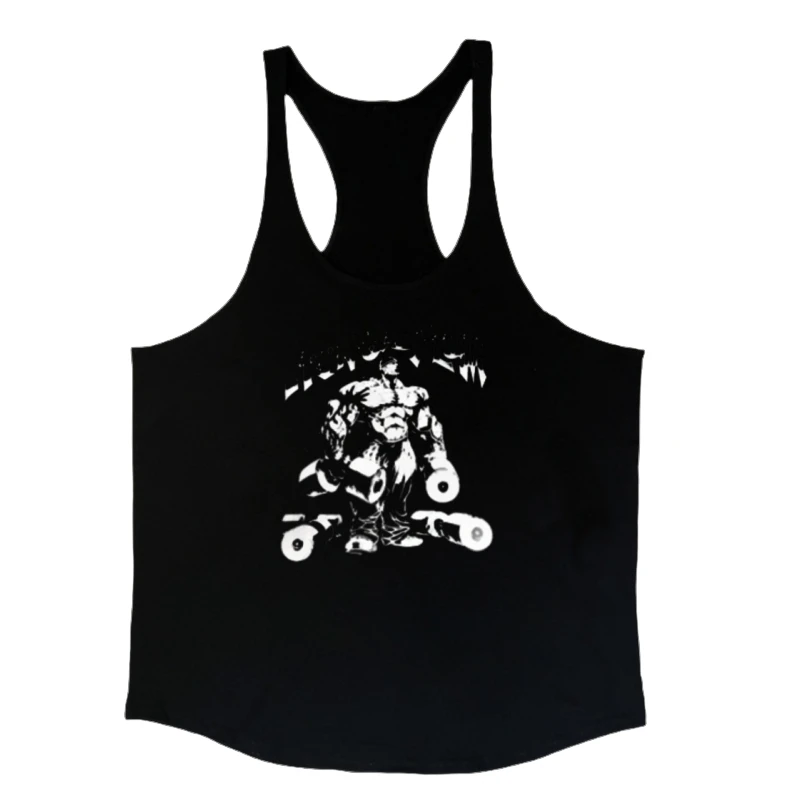 

Men's Gym Muscle Graphic Print Tank Top - Sleeveless Stringer Bodybuilding Vest, Fashionable Fitness Workout Sport Clothing