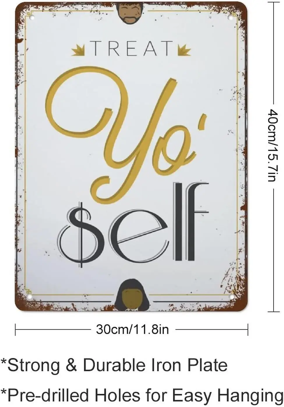 Treat Yo Self,Parks and Recreation Poster Inspirational Quote Funny Vintage Metal Tin Sign for Home Coffee 12 x 16 Inch