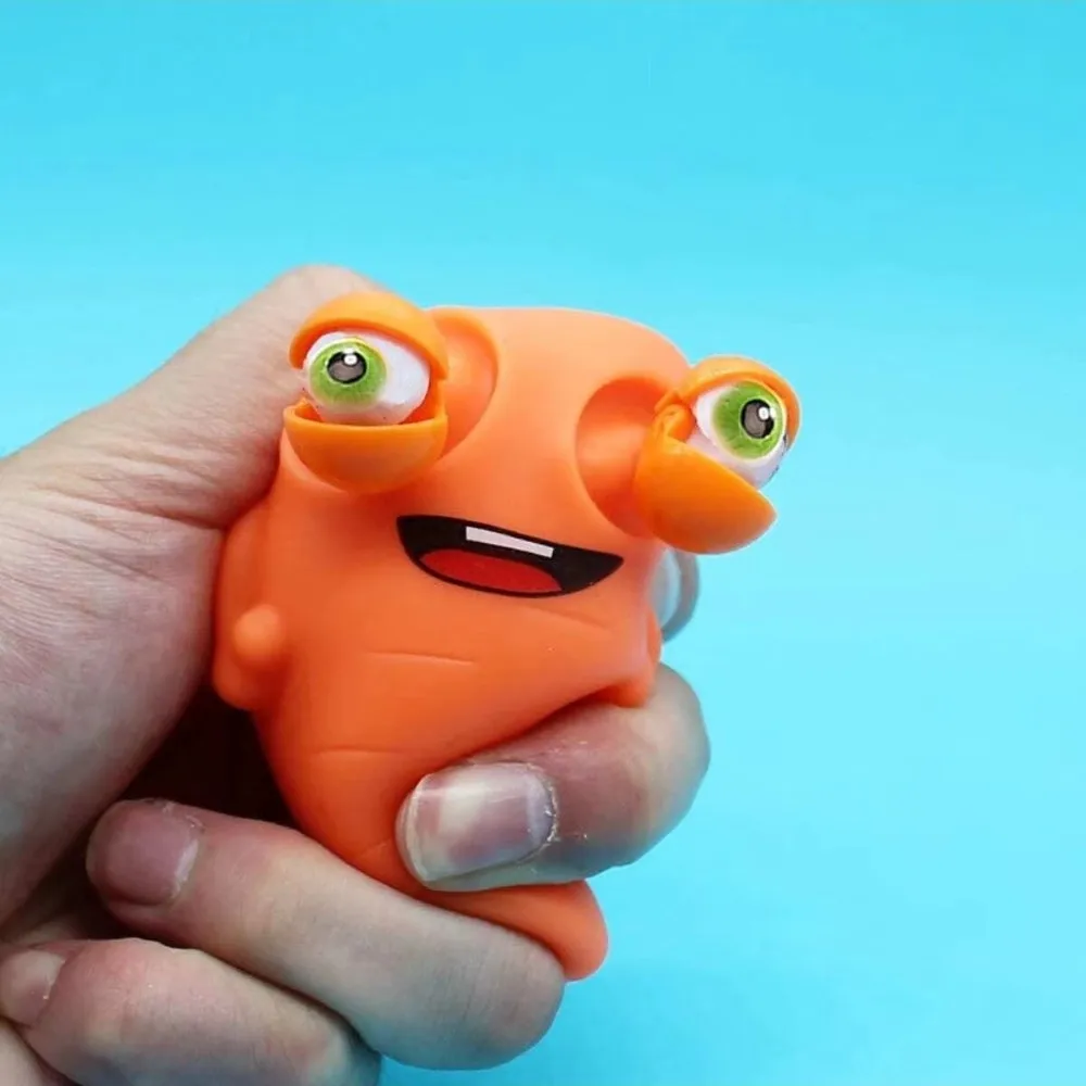 Soft Carrot Pinch Slow Rebound Kneading Design Vegetable Kneading Pop Out Eyes Pop Out Eyes for Autism ADHD Stress Relief