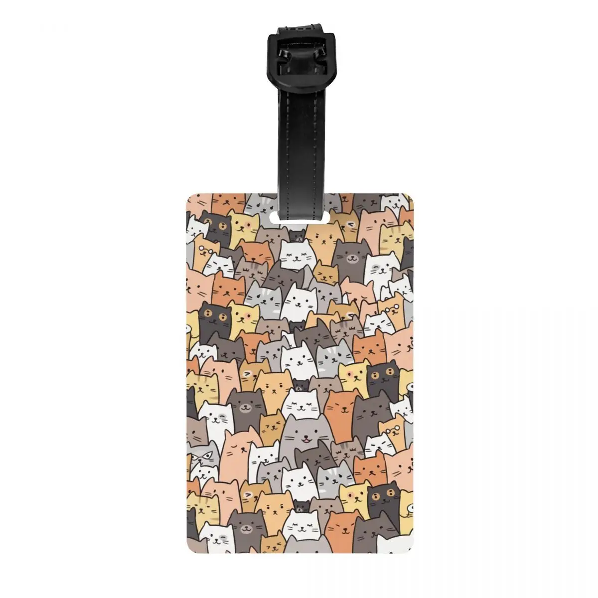 

Custom Colorful Cartoon Kitten Cat Luggage Tag for Suitcases Cute Baggage Tags Privacy Cover ID Label