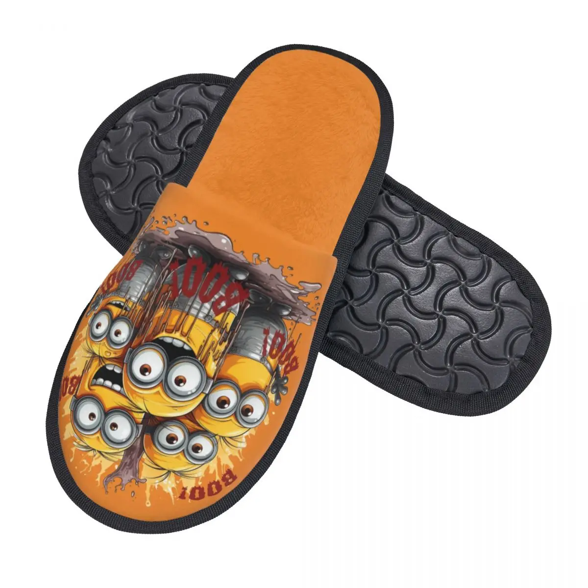 Custom Print Women Minions Halloween BOO House Slippers Cozy Warm Memory Foam Fluffy Slipper Indoor Outdoor Shoes