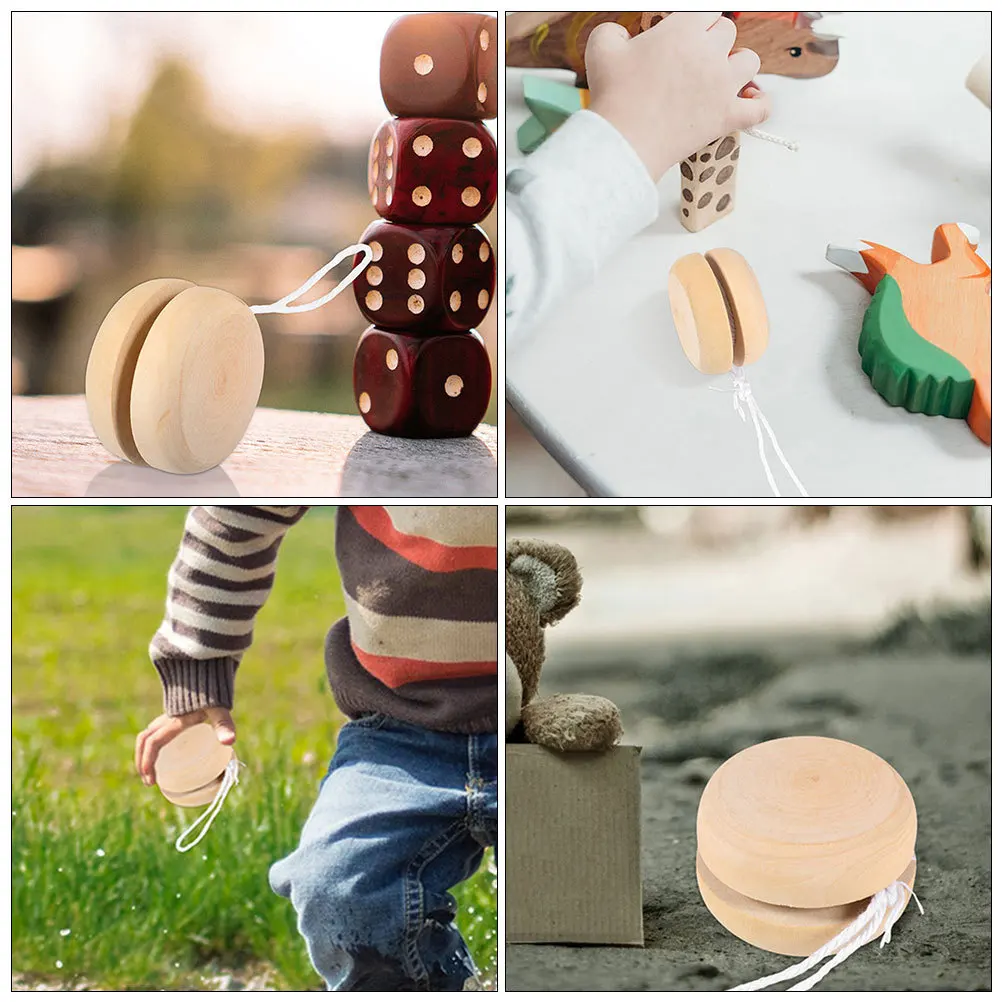 2Pcs 나무 요요 공 DIY 미완성 공예 세트 어린이를위한 그림 동물 새 디자인 홈 장식 생일 파티 호의품