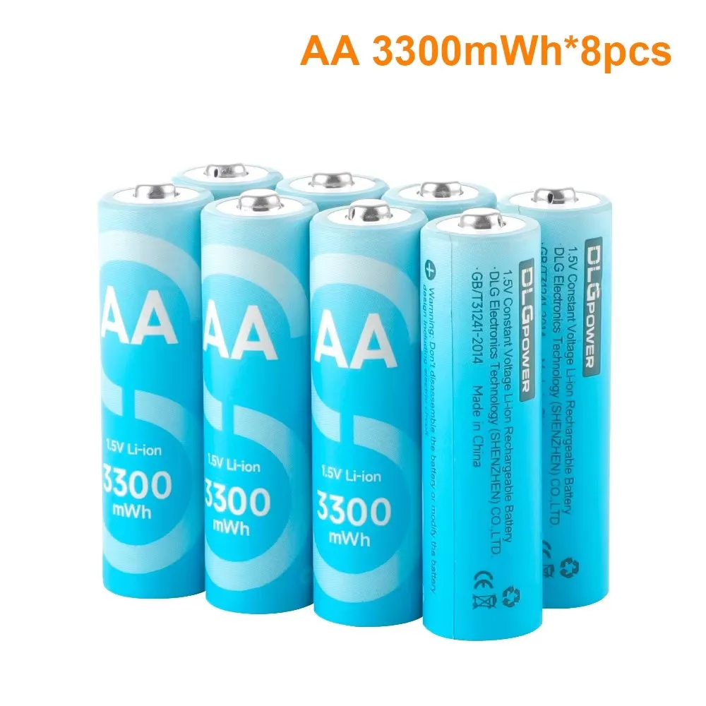 DLGPOWER AA/AAA 1,5 V oplaadbare lithiumbatterij voor afstandsbediening Elektrische speelgoedcamera Gamepad Controller Rookmelder