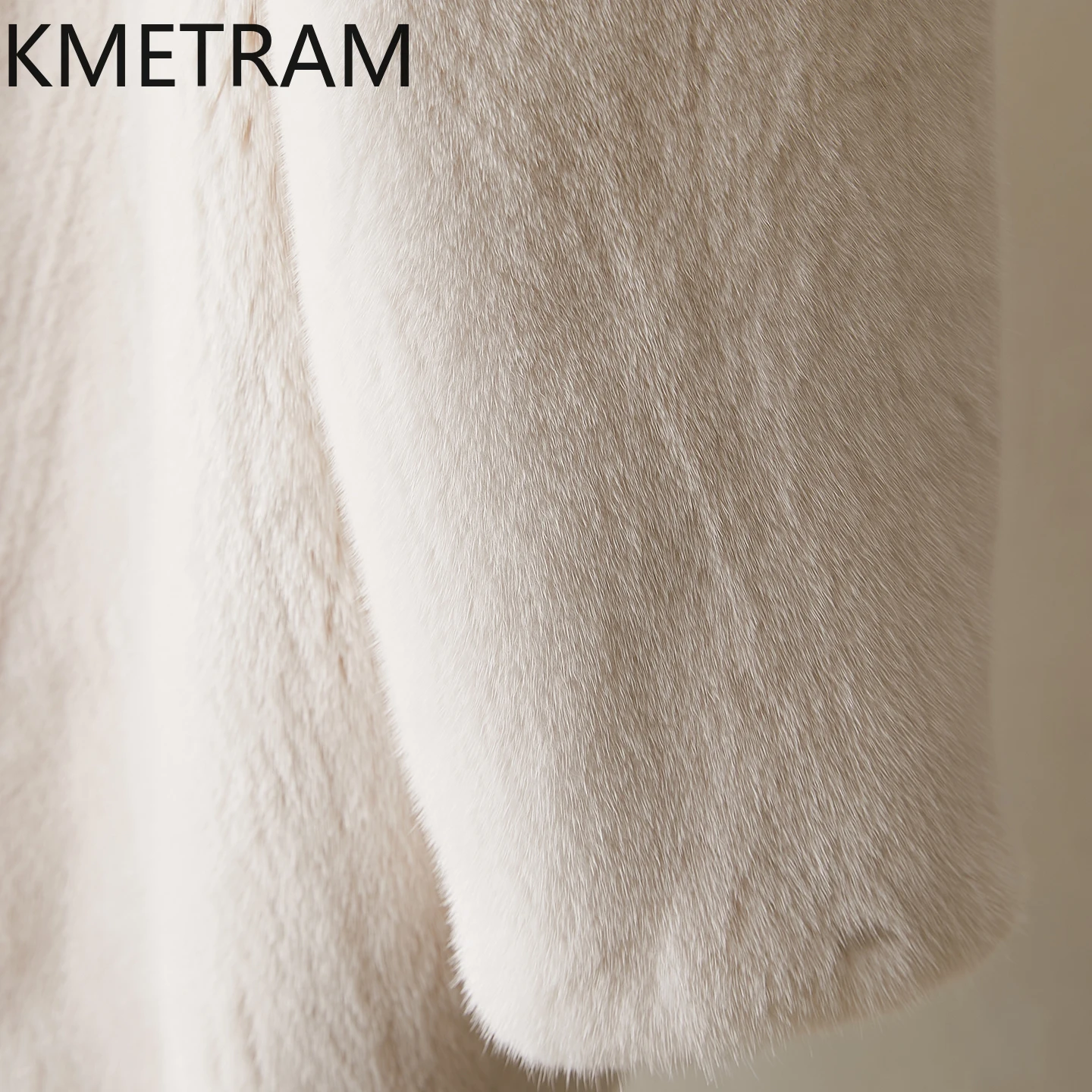 KMETRAM 100% piel de visón Natural chaqueta de invierno para mujer abrigo de piel auténtica Beige longitud media calidez nueva ropa de abrigo 2025 fourrures femmes