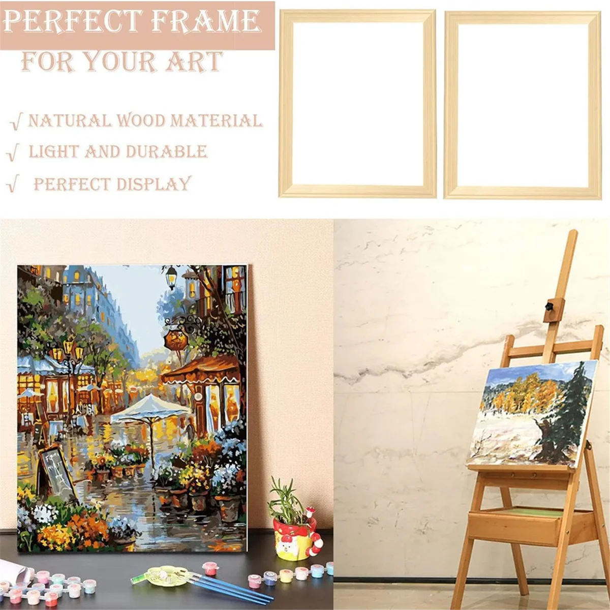 AA98 2 Pack 12inx16in DIY Wood Canvas Stretcher Bars, Canvas Frames Kit-Easy to Assemble,Wooden Frames Kit for Oil Painting