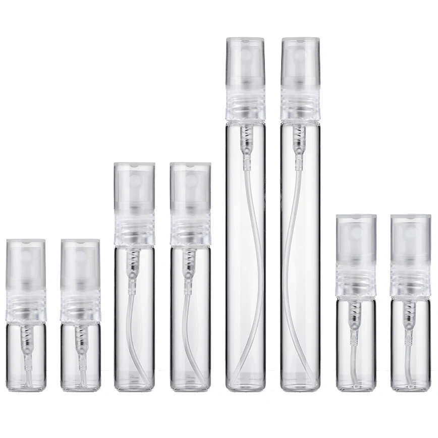8PCS 10ml 5ml 3ml 2ml Nachfüllbare Mini Tragbare Parfüm Flasche Leere Transparente Glas Probe parfüm Spray Flasche für Reisen