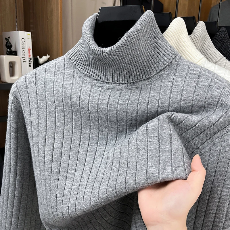 عالية الجودة رجالي جديد الخريف/الشتاء سترة عالية الرقبة متماسكة شريط بريطانيا قاعدة طبقة الترفيه تنوعا الدافئة سترة الموضة