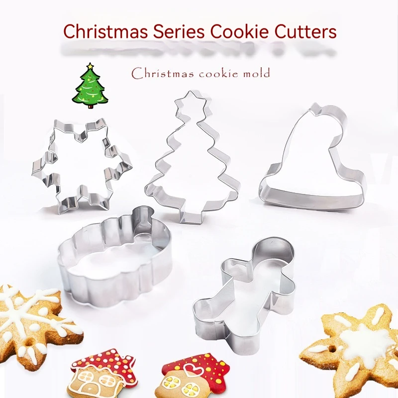 Cookie Molds Christmas 15 Pieces Set Stainless Steel Cookie Cutting Creative Cartoon Cookie Stamping Sugar Cake Cookie Molds