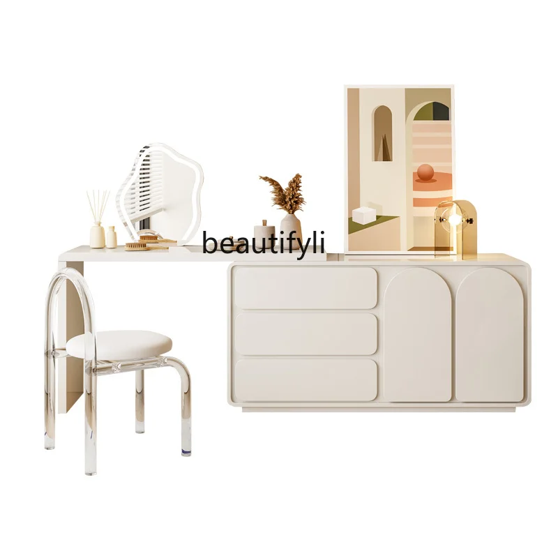 French Cream Style Stretchable Rotating Dressing Table Stool Integrated Modern Simple Small Apartment Dresser