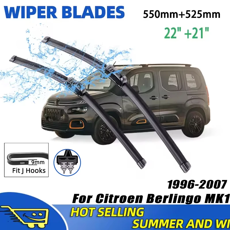

2Pcs 22" 21" Front Windshield Wiper Blades For Citroen Berlingo MK1 1996-2007 1997 1998 1999, Quiet Durable Windscreen Wipers