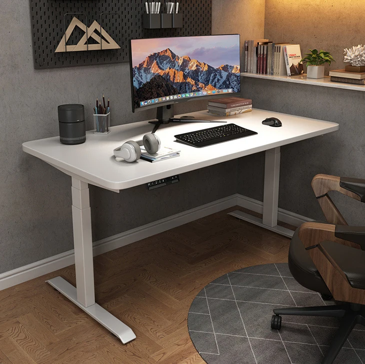 

6ft 8ft Extra Large Long White Coffee Dual Motor Height Adjustable Table Italian Column Home Office Desk with Standing