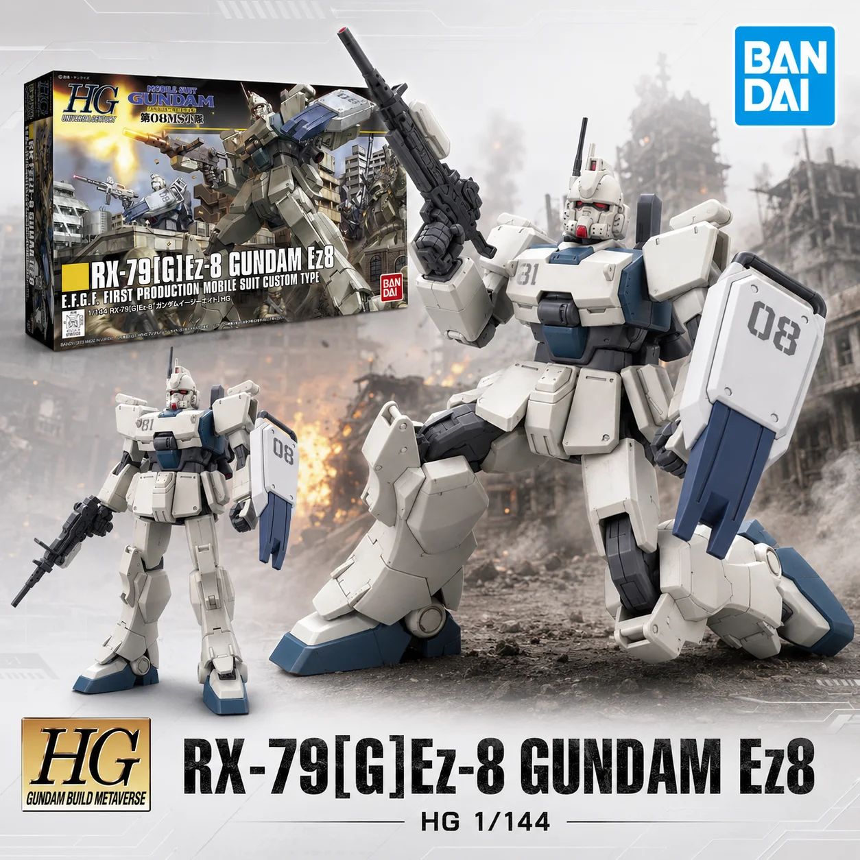 

Bandai Genuine HG 1/144 RX-79 G Ez-8 Gundam Ez8 Mobile Suit Assembly Model Kits Action Figures Toy