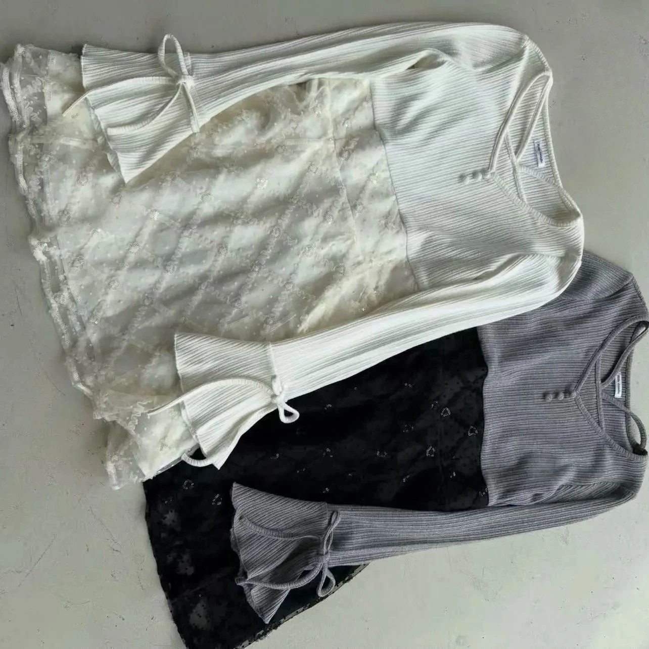 

Japanese Style Halter Sweet Bow Knitted Patchwork Striped Dress Cute Girls High Waist Slim Fit Flared Long Sleeve Dress