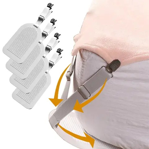 Heavy Duty Bed Sheets Holders Mattress Straps for Corners Clips - Adjustable Elastic Length Fasteners with Non-Slip Grapper.