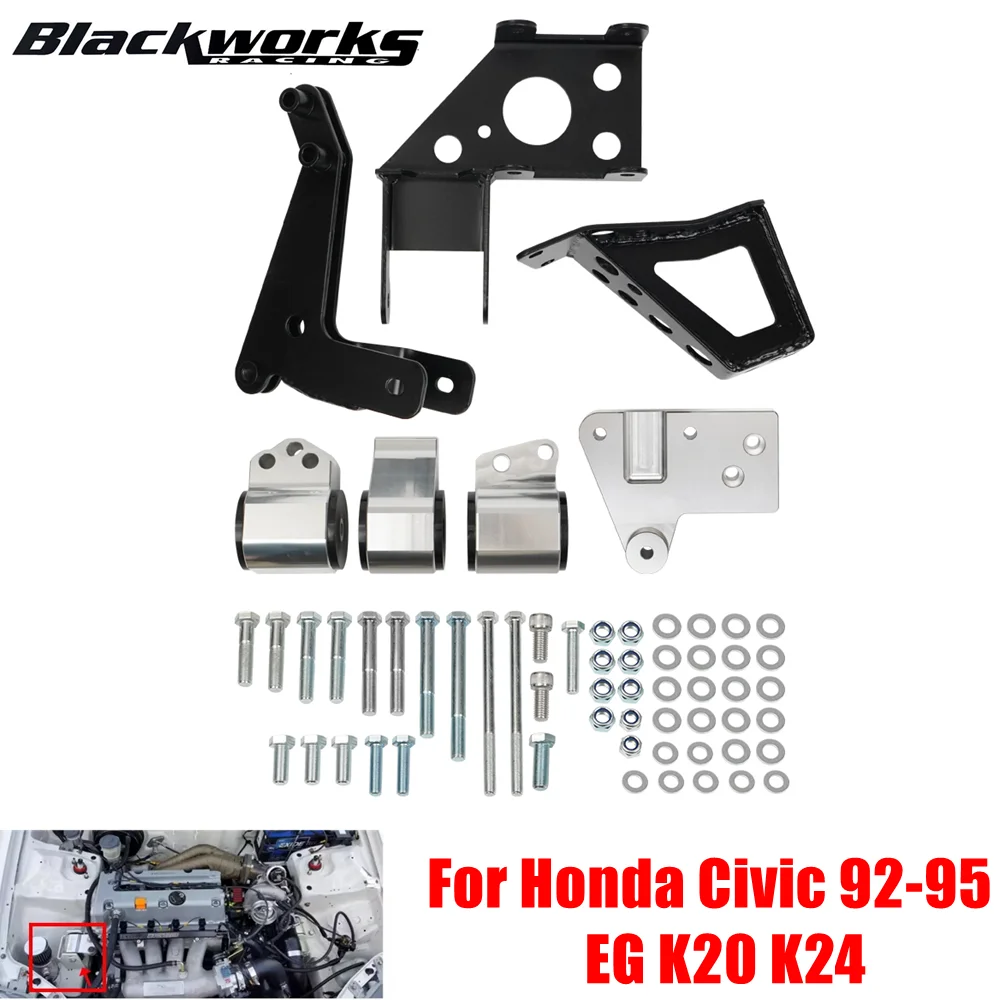 70A K-series Engine Bracket Motor Mount Bracket Replacement For Honda Civic 92-95 EG K20 K24 K-series EG Motor Swap Kit