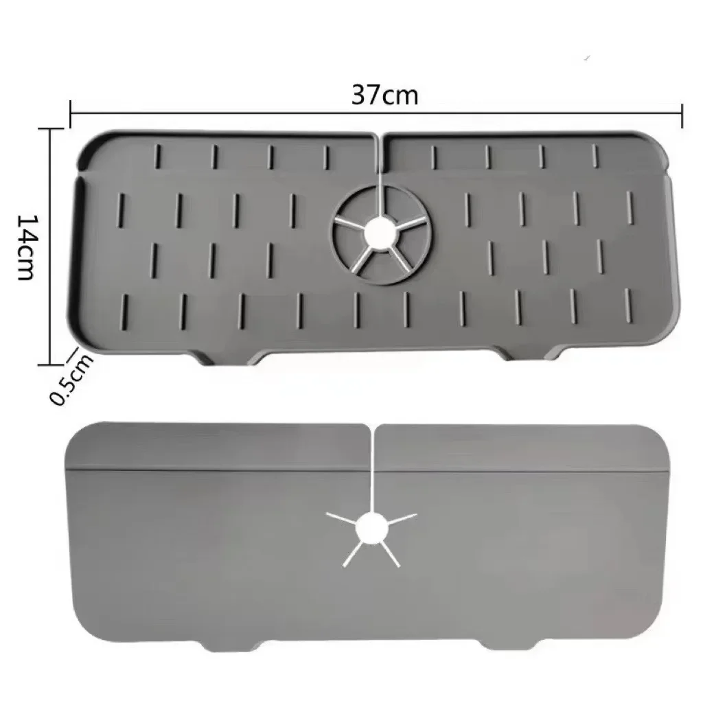 Faucet Mat Kitchen Sink Silicone Splash Pad Drainage Waterstop Bathroom Countertop Protector Quick Dry Tray