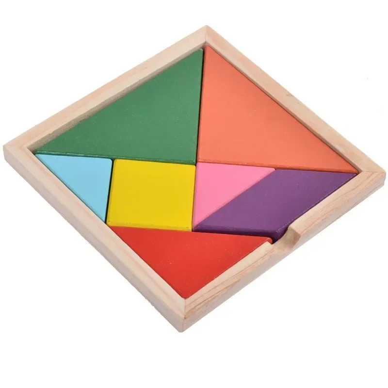 Montessori Wooden Toys 3D Jigsaw Puzzle Tangram Math Toys Baby Hand Grasp Board Shape Match Puzzle Educational Toys for Kids