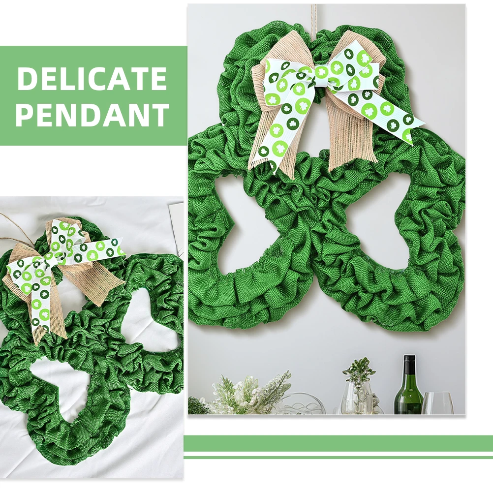 

Irish Festival Wreath Artificial Hanging Decor Bright Green Cloth Long Lasting St Patrick's Day Wreath Pendant