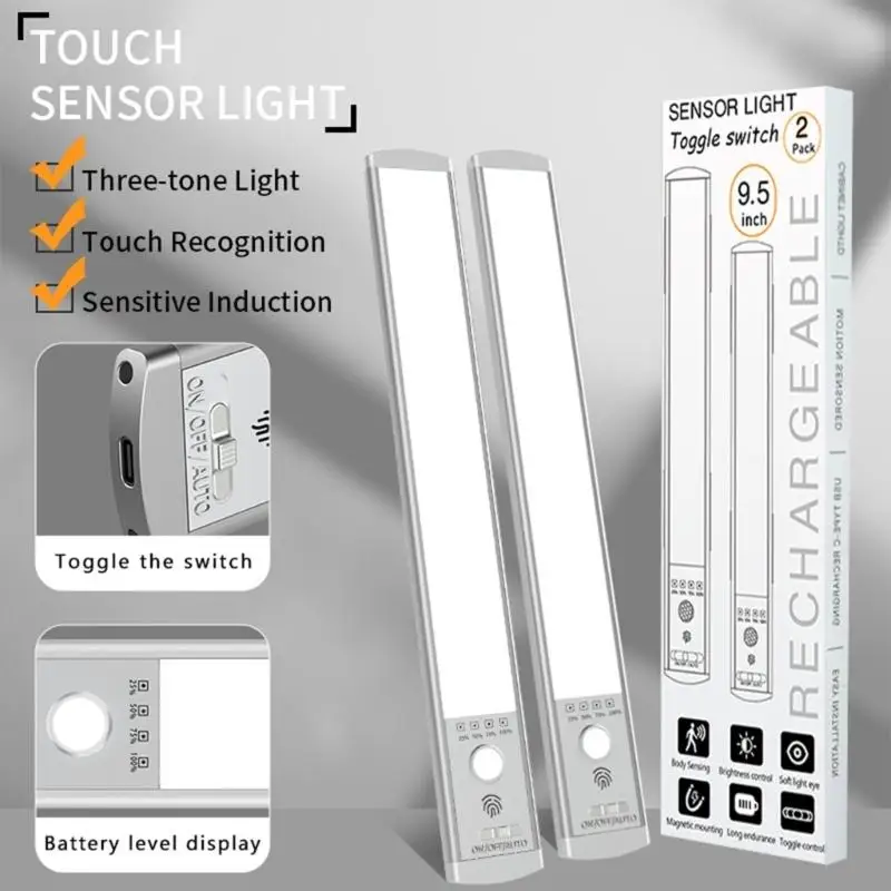 32CM Rechargeable LED Cabinet Lamp Including Motion Transducer 3 Color Preferences Attractive Plan and 66 LED Globes 37JD