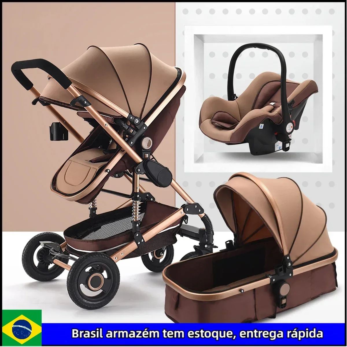 3 in 1 baby stroller Luxury High Landscape baby pram portable baby pushchair multifunctional Newborn Carriage double faced