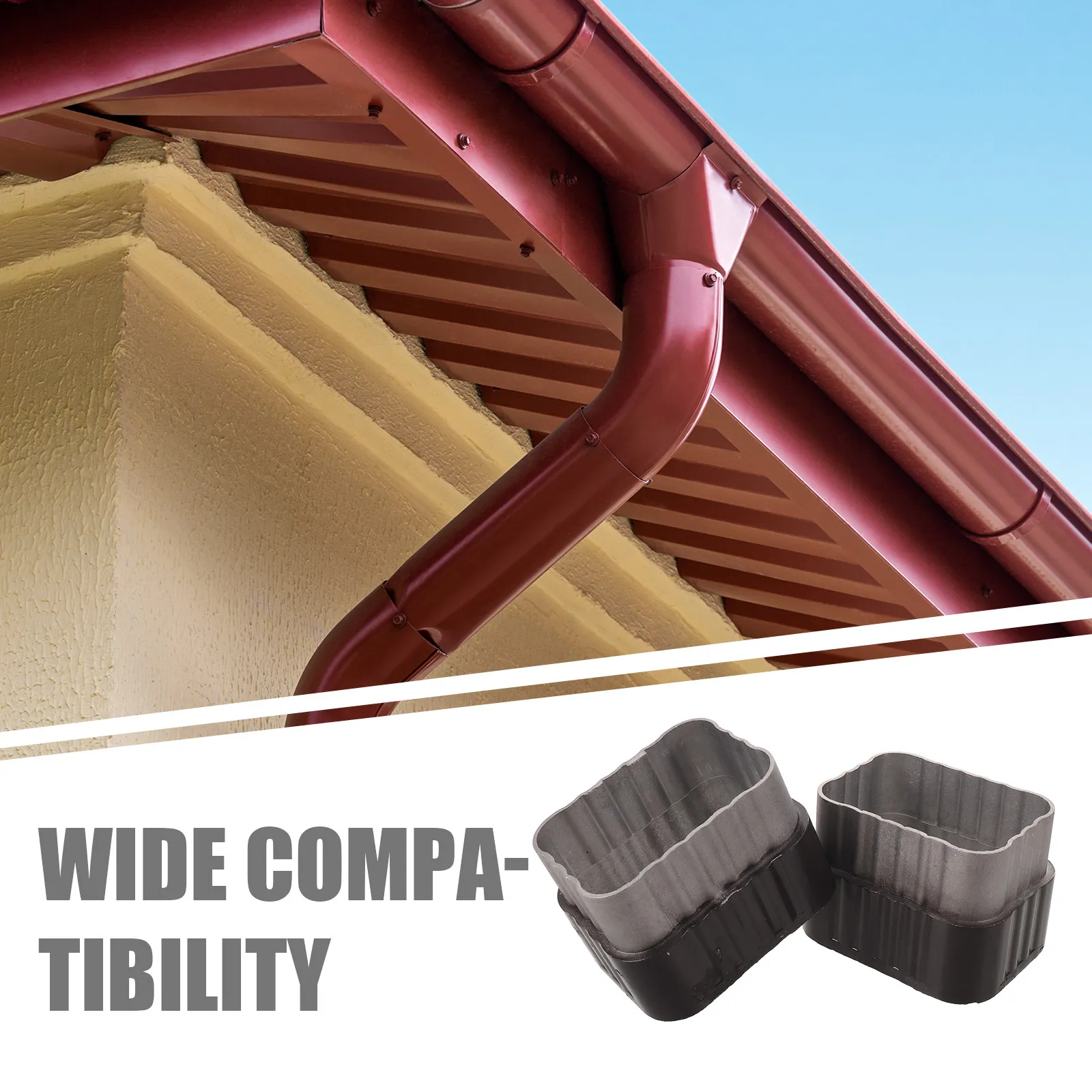 2Pcs Downspout Gutter Drainage Adapter Universal Square to Round Rainwater Diverter for Garden Roof Drainage Accessories