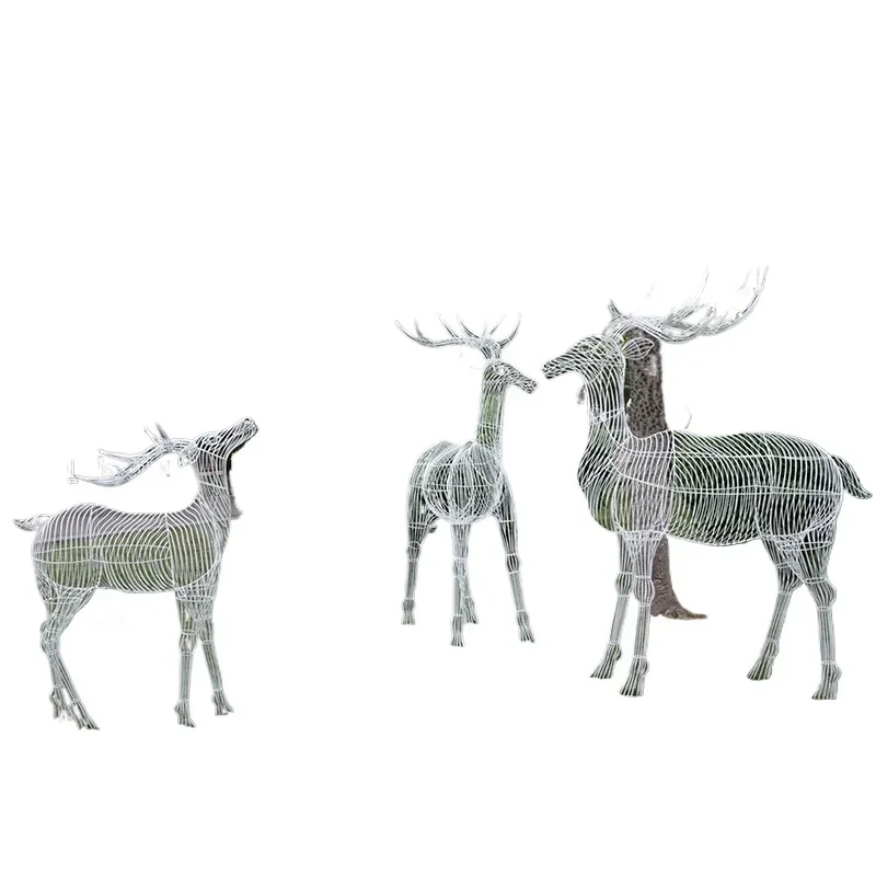 

Sika deer ornament garden landscape hotel shopping mall decoration Meichen wrought iron metal mesh hollow deer