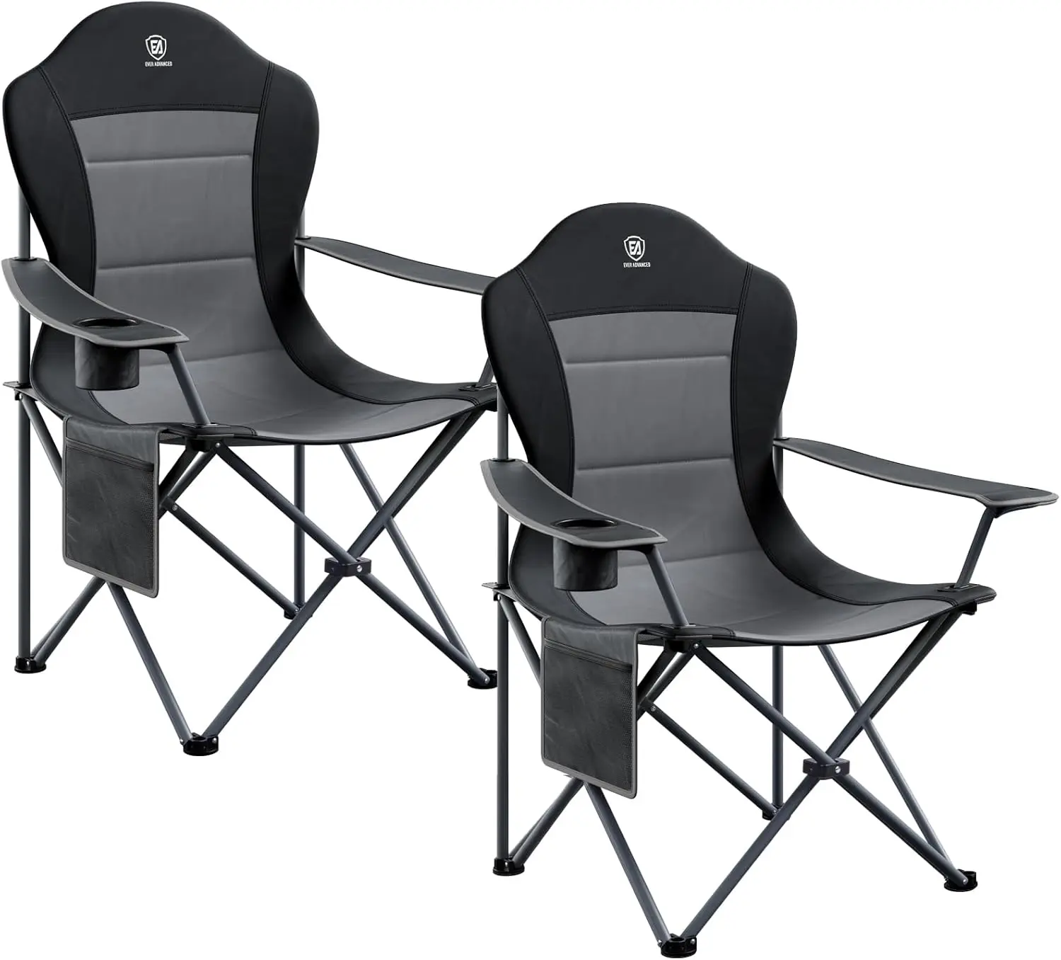 

2 Pack Oversized Folding Camping Chair with High Back Padded, Lightweight Sturdy Steel Frame for Outdoor Use, Black