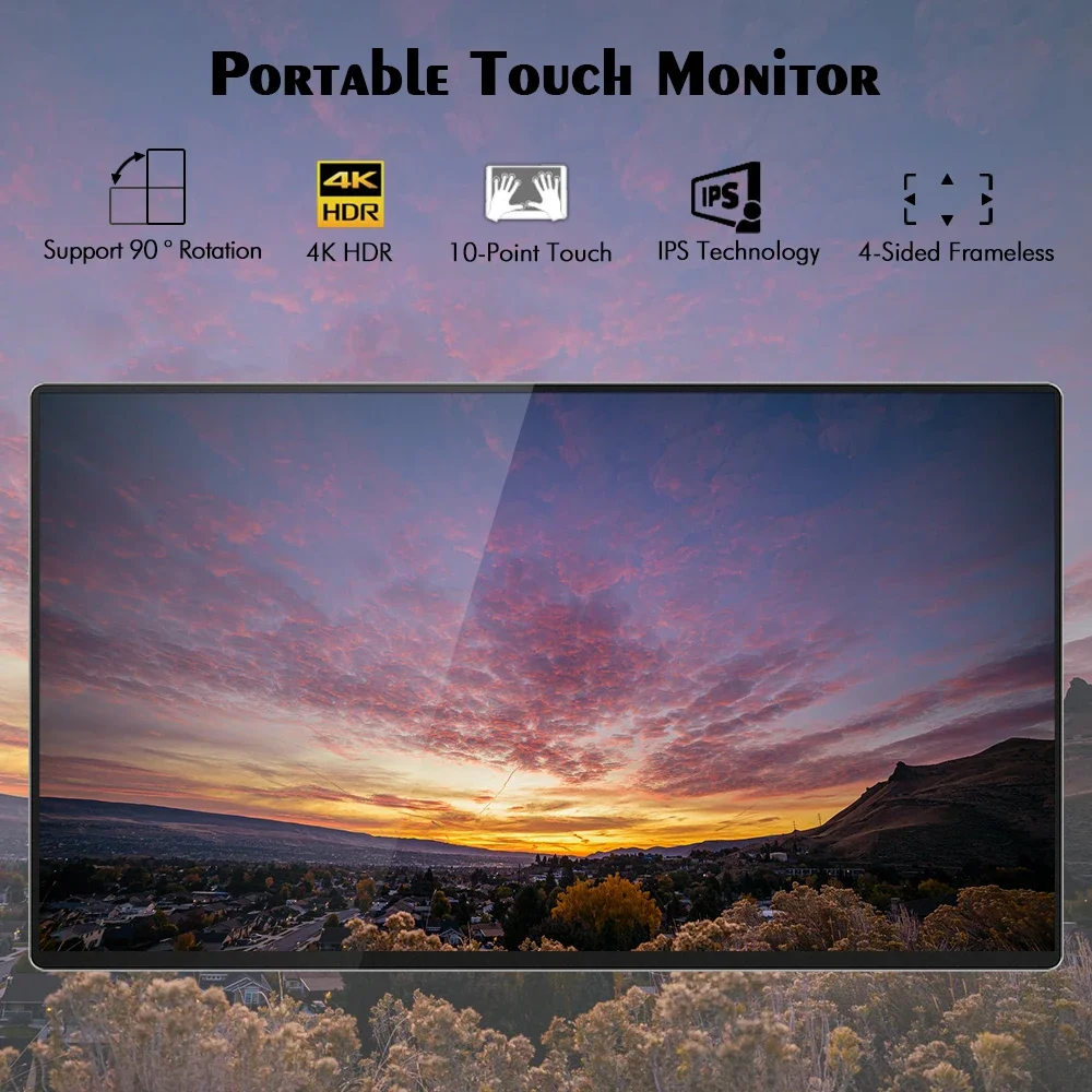 

TdSibolan 15.6 Inch 4k Uhd Portable Touch Screen Gravity Sensor Auto Rotating Bezeless Touch Osd Menu Usb Type-c