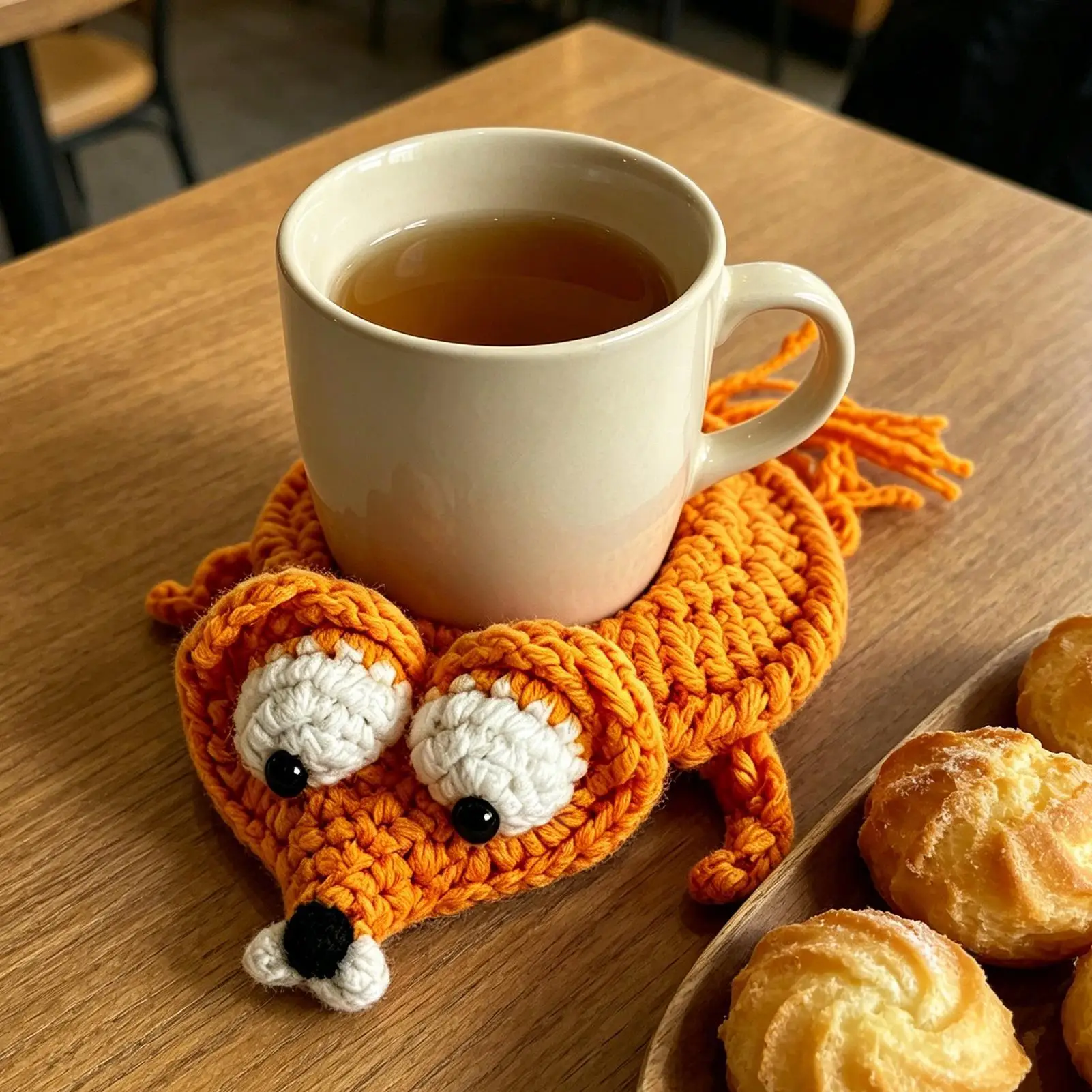 Crochet Animal Coasters 4 Pieces Home Decoration Knitting Cup Mat for Renters Homeowners Home Office Apartment Kitchen Dining