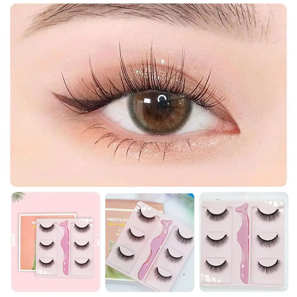 3 Pairs Long Section Real Mink False Eyelashes Thick Beauty Fake Supplies Tools Lashes Lashes Extension Eyelash F0M0