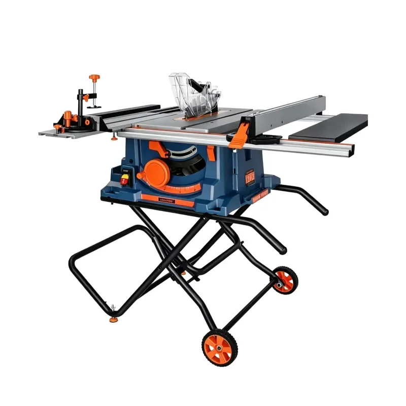 220V 1800W 255mm Portable Folding Wood Table Saw Complete With Vacuum Cleaner for Household DIY Wood Cutting Projects