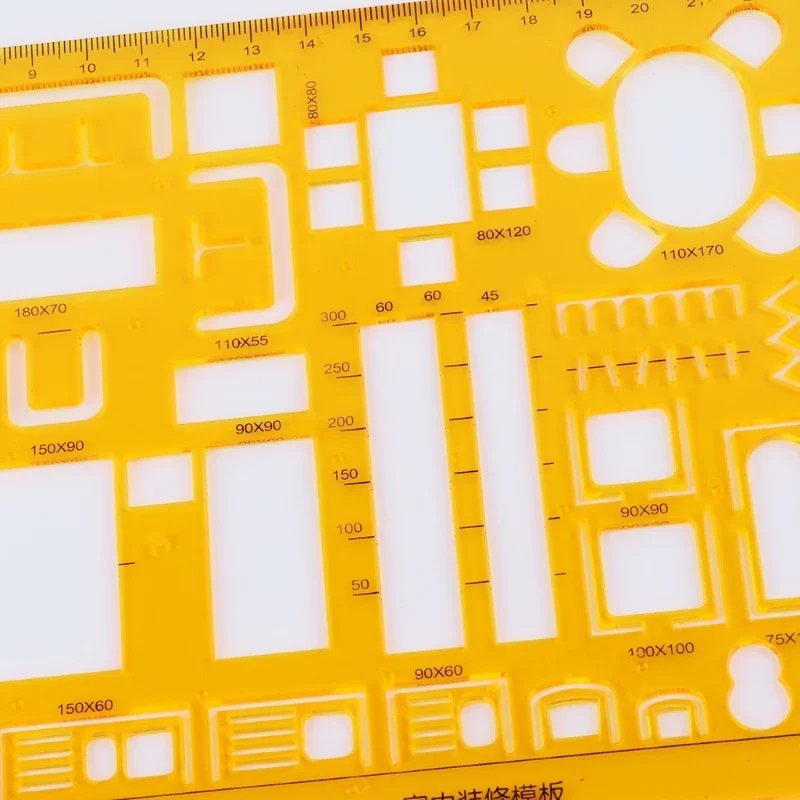 Plantilla de dibujo multiusos, herramienta de diseño de interiores de casa y muebles, reglas de piezas, 1 unidad