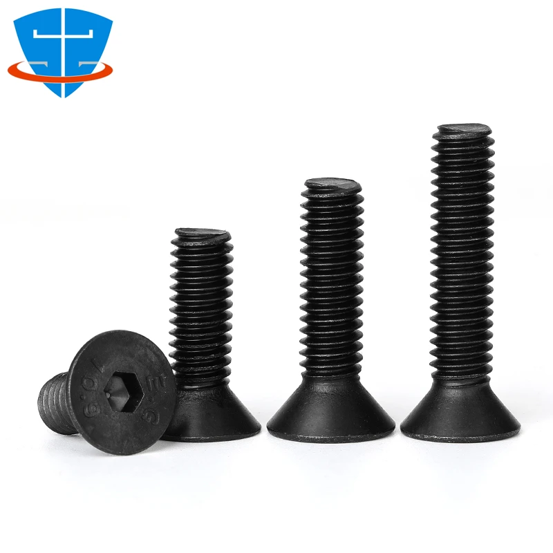 10PCS Flat Allen Bolt 6# 10# 1/8 5/32 1/4 5/16 3/8 1/2 British Standard Black Alloy Steel Hexagon Socket Countersunk Head Screw