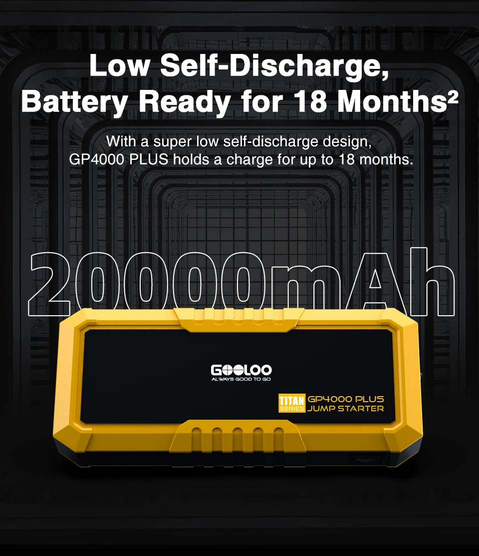 GOOLOO 20000mAh Auto-Starthilfe Powerbank 4000A Auto-Booster-Gerät Ladegerät Batterie Auto-Batterie Notfall-Starthilfe – Detail 6