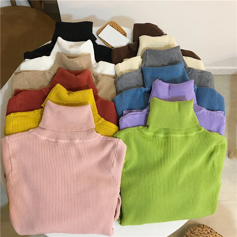 

Свитер с высоким воротником, женский облегающий универсальный вязаный свитер, осенне-зимний мягкий пуловер с длинными рукавами, новый стиль