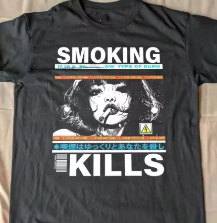 2026-NEW "Smoking Kills" T-shirt Men's and Women's Best-selling Retro Comic Style Pattern Loose Y2K round neck Shirt