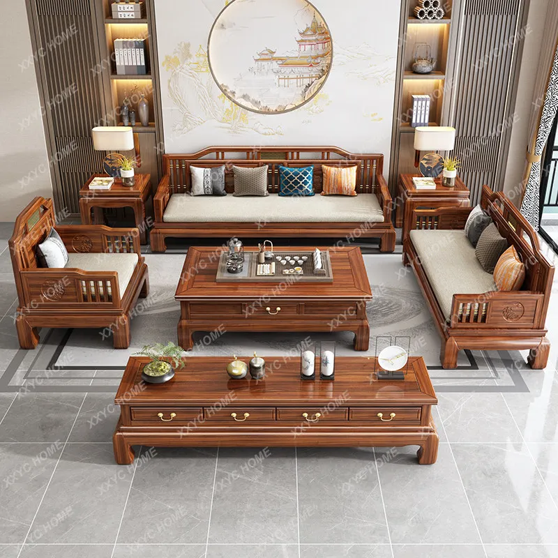 Golden rosewood new chinoiserie all solid wood sofa living room antique combination furniture